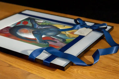InkPoster digital E Ink art frame with Franz Marc artwork in interior